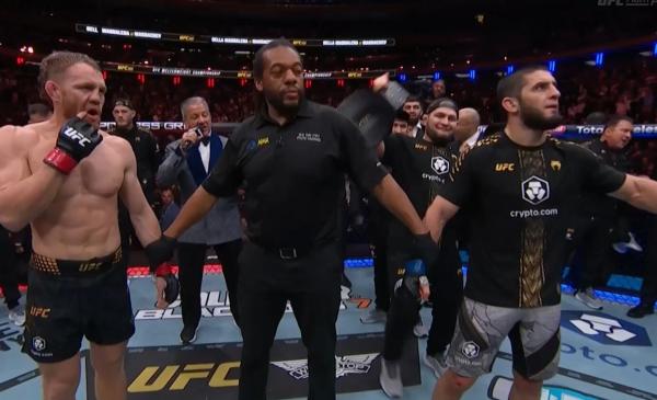 Хабиб отобрал пояса у Уайта, а Хасбик вышел в октагон с шопером – веселье после триумфа Махачева